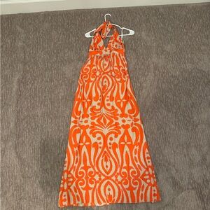 Alice and Trixie orange and tan halter dress